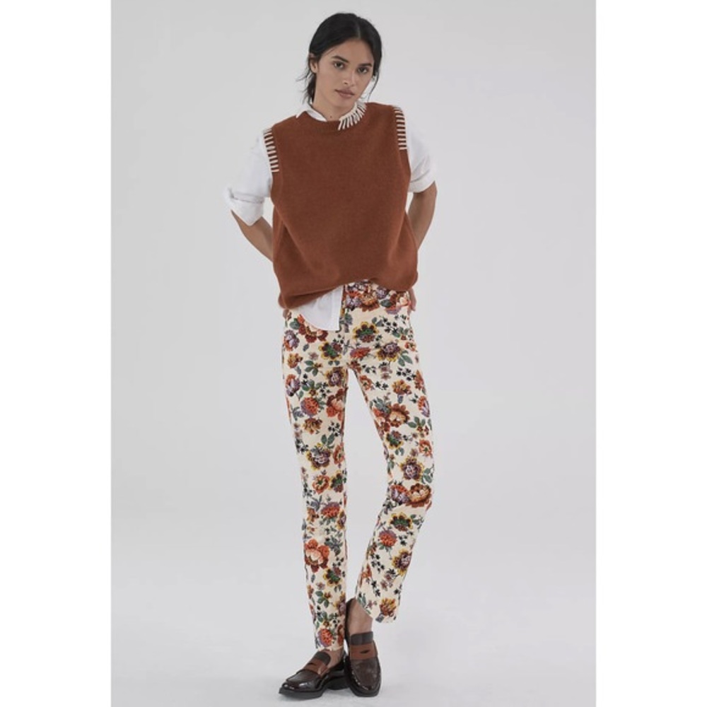 NWT! Anthropologie Pilcro High-Rise Cigarette Slim Straight Jeans Floral size 26 - Picture 2 of 8